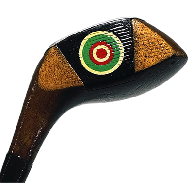 George Wright G 925 W Fancy Face No. 2 Wood – vintage hickory golf wood, bullseye fancy face insert