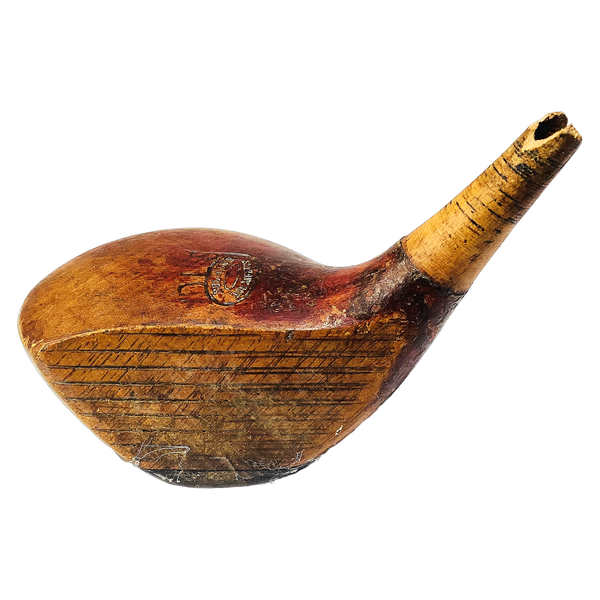 Bullock's Los Angeles DLS No. 8 Wood Head, vintage hickory golf club builder head, profile and face