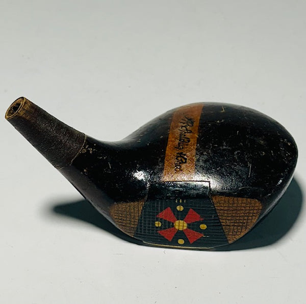 Spalding & Bros Duncan fancy face driver head, left-handed, vintage hickory golf club builder head - Featured Image