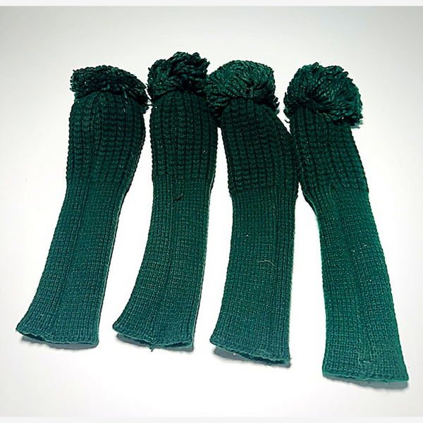 Green Knit Pom-Top Headcover Set | 4-Piece (1, 3, 5, 7) Hickory Golf - Alternate View