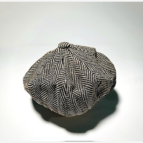 Herringbone Peaky Cap Cream and Brown Hat - Alternate View
