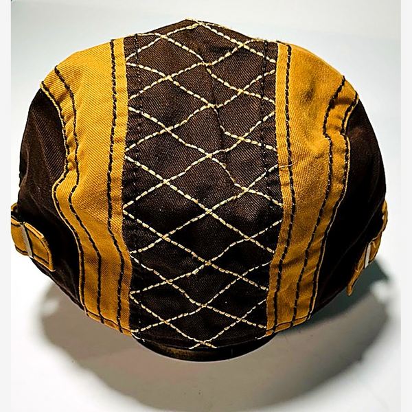 Quilted Diamond Flat Cap Tan and Chocolate Pro Shop Hat - Alternate View