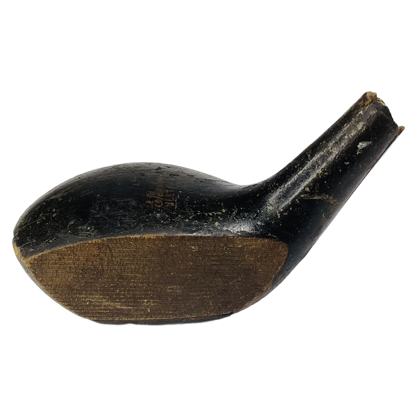 Vintage Black Lacquer Wood Head, vintage hickory golf club builder head, profile and face