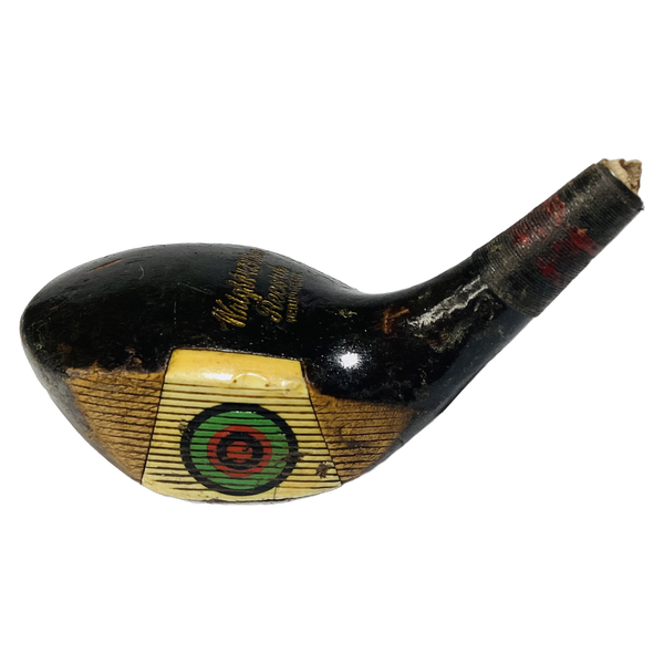 Wright & Ditson Record No. 1 Wood Fancy Face Head, vintage hickory golf club builder head, profile and face