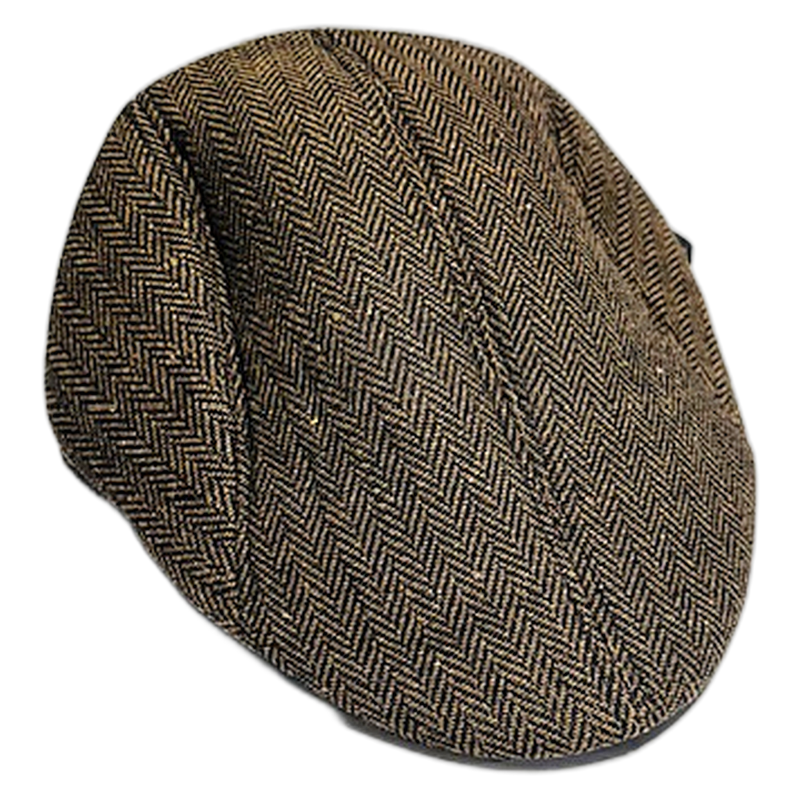 Herringbone Flat Cap — Pro Shop Hat - Brown