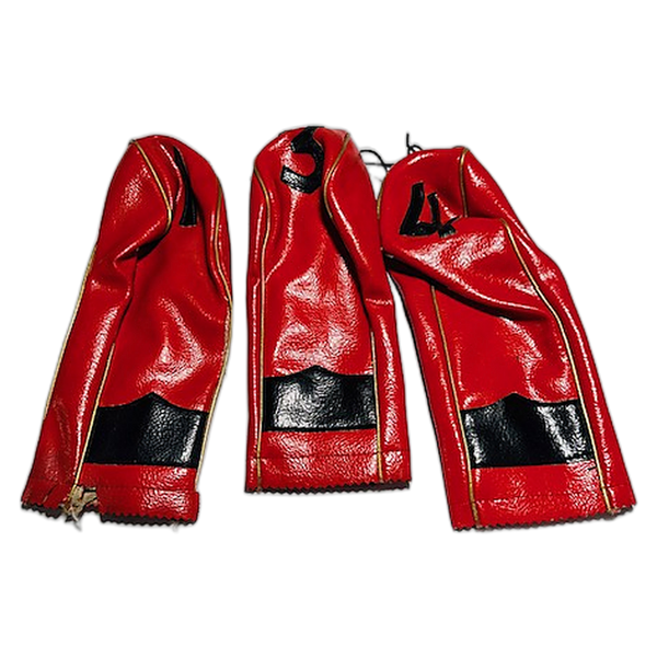 Red Vinyl Headcovers 1-3-4 | Vintage Golf — hickory golf, view 1