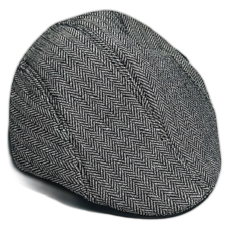 Herringbone Flat Cap — Pro Shop Hat - Black & White