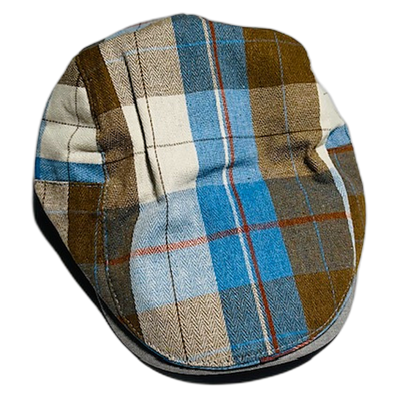Plaid Flat Cap — Pro Shop Hat - Blue, Olive & Rust