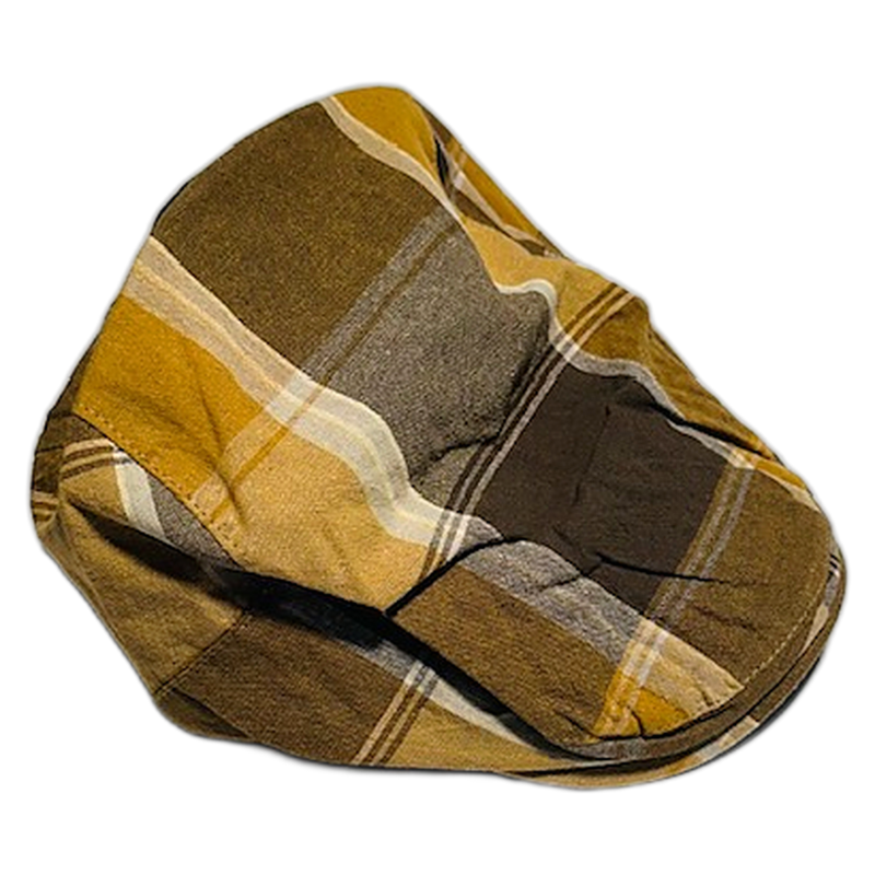 Plaid Flat Cap — Pro Shop Hat - Mustard & Brown