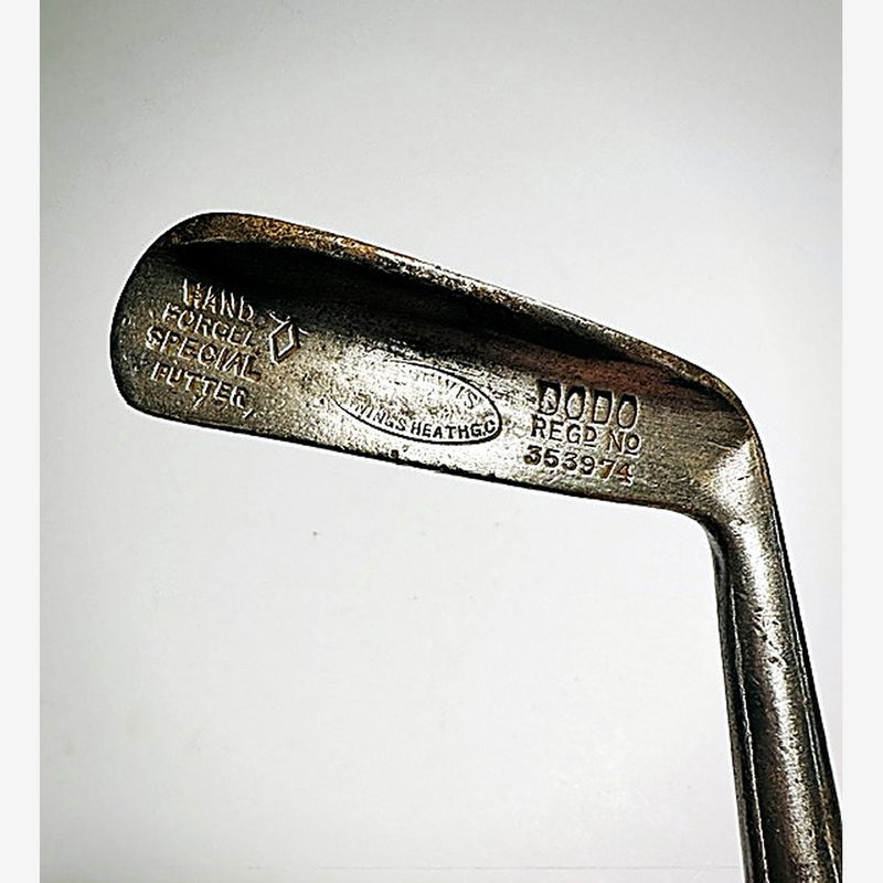 Winton DoDo Flanged Putter Head – Oval Hosel hickory golf putter head, maker stamp detail