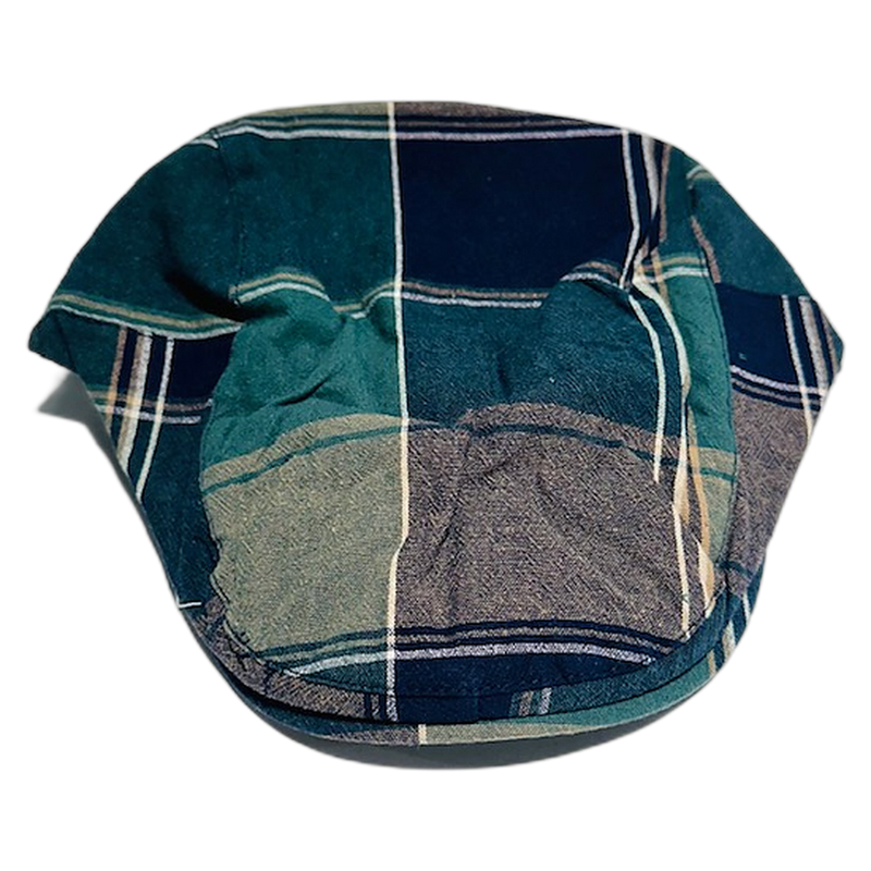 Plaid Flat Cap — Pro Shop Hat - Green & Navy