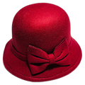 Red Felt Cloche — Bow Trim Pro Shop Hat