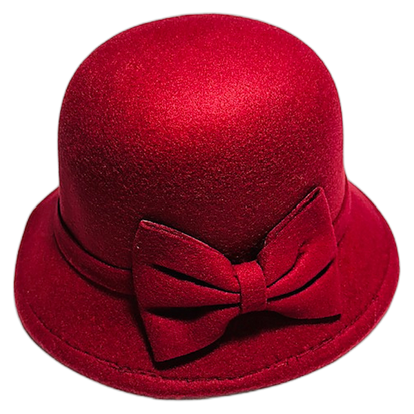 Red Felt Cloche — Bow Trim Pro Shop Hat — hickory golf, view 1