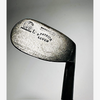Back of the A. Patrick niblick head showing the Leven stamp, horseshoe cleek mark and Warranted Hand Forged, hickory golf