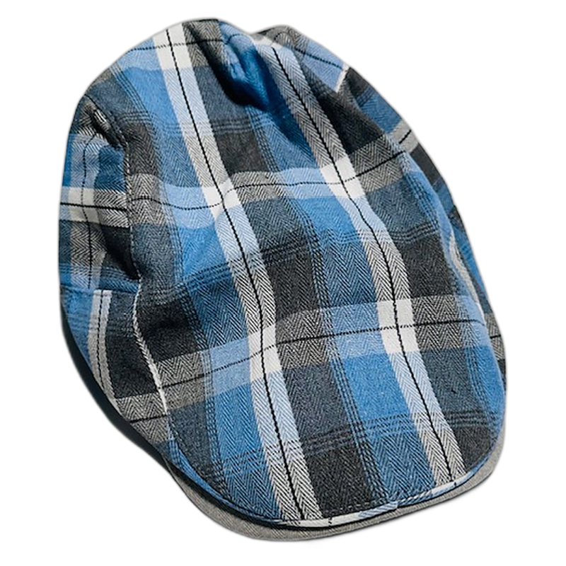 Plaid Flat Cap — Pro Shop Hat - Blue & Grey