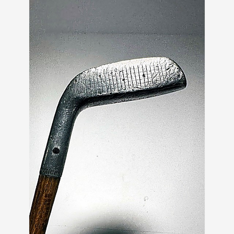 Chas. H. Hoffner Hand Made RM Mallet Putter – vintage hickory golf putter, grid-scored face