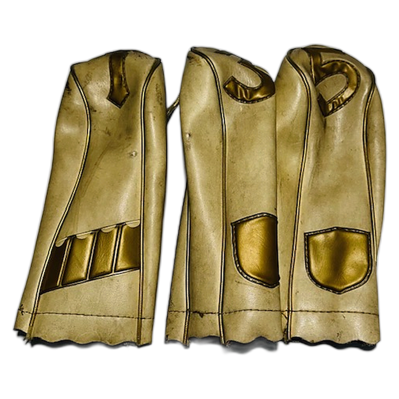 Cream Leather Headcovers 1-3-5 | Vintage Golf — hickory golf, view 1