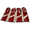 Red & Cream Headcovers 1-3-4-5 | Vintage Golf