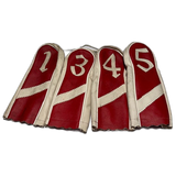Red & Cream Headcovers 1-3-4-5 | Vintage Golf