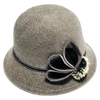 Taupe Cloche — Floral Trim Pro Shop Hat — hickory golf, view 1
