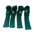 Green Knit Pom-Top Headcover Set | 4-Piece (1, 3, 5, 7) Hickory Golf