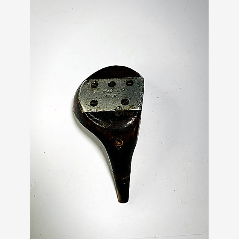 Mohawk Related 4250 Fancy Face Driver Head, vintage hickory golf club builder head, detail