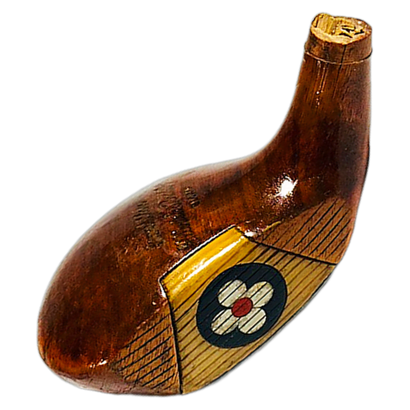 Hillerich & Bradsby Grand Slam Gloria Fancy Face Driver Head, vintage hickory golf club builder head, profile and face
