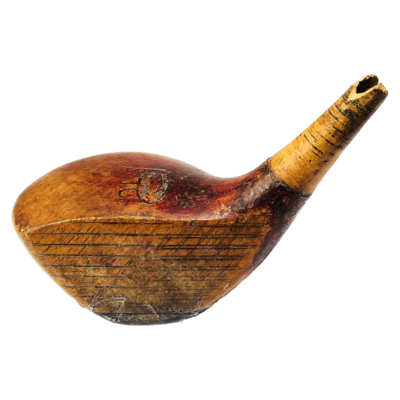 Bullock's Los Angeles DLS No. 8 Wood Head, vintage hickory golf club builder head, profile and face