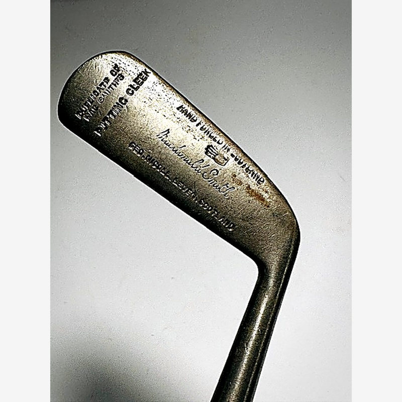 MacDonald Smith and Nicoll cleek marks on hickory golf putter blade