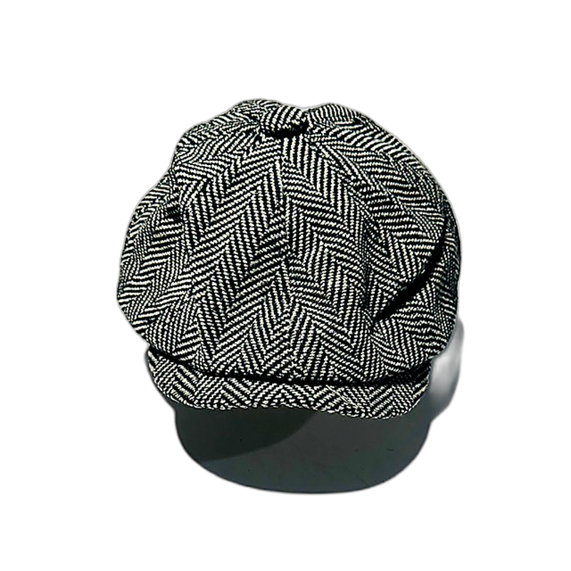 Herringbone Bakerboy Cap Black and Cream Pro Shop Hat
