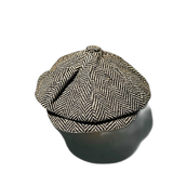 Herringbone Peaky Cap Cream and Brown Hat