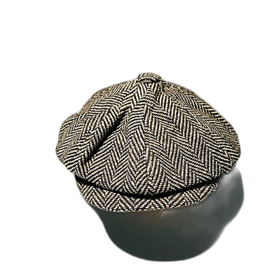 Herringbone Peaky Cap Cream and Brown Hat
