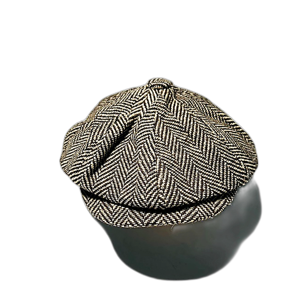 Herringbone Peaky Cap Cream and Brown Hat - Featured Image