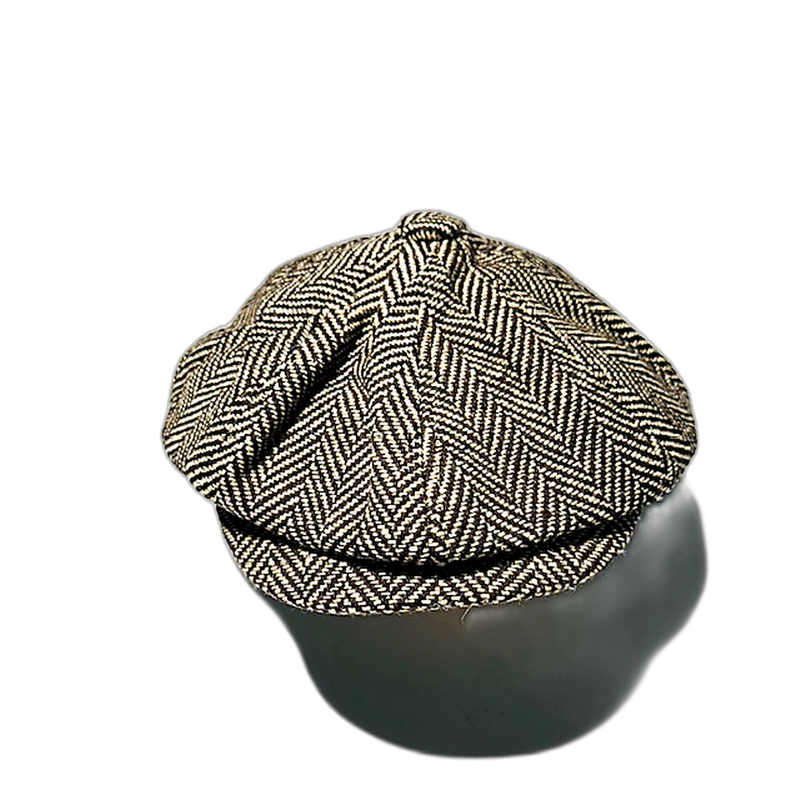 Herringbone Peaky Cap Cream and Brown Hat