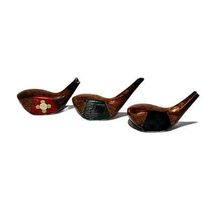 Burr-Key-Bilt Andy Robertson fancy face wood head set hickory golf, all three