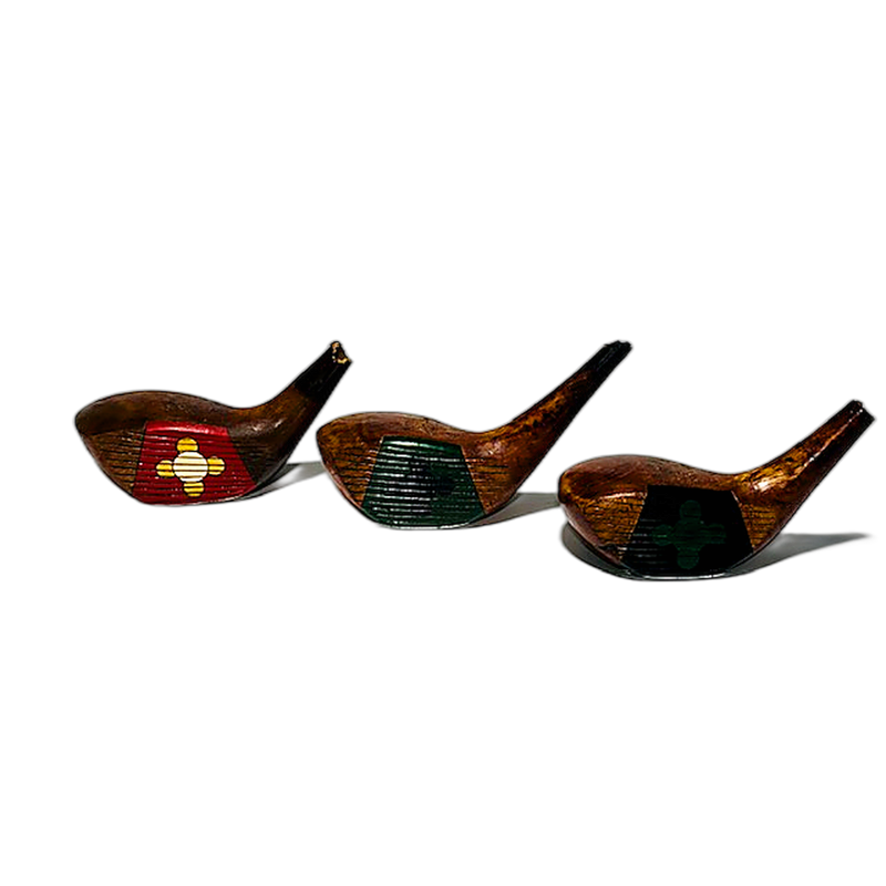 Burr-Key-Bilt Andy Robertson fancy face wood head set hickory golf, all three