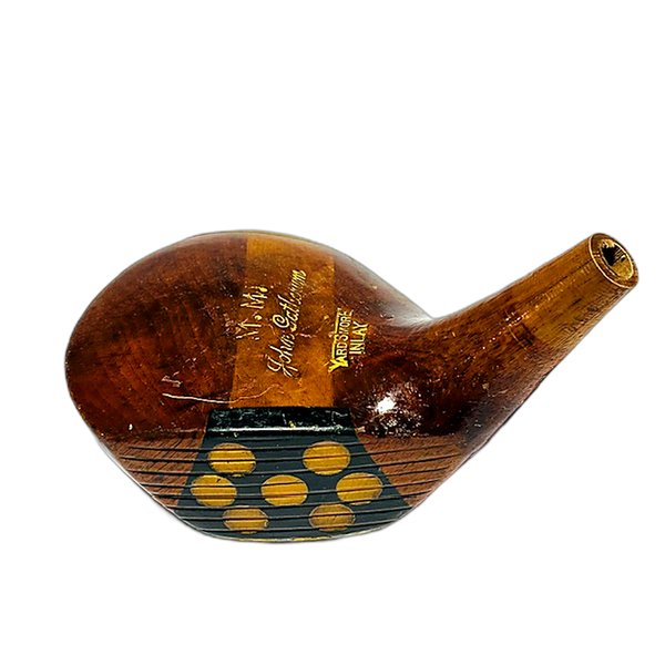 MacGregor Go-Sum hickory golf driver head with Yardsmore inlay and John Gatherum stamp