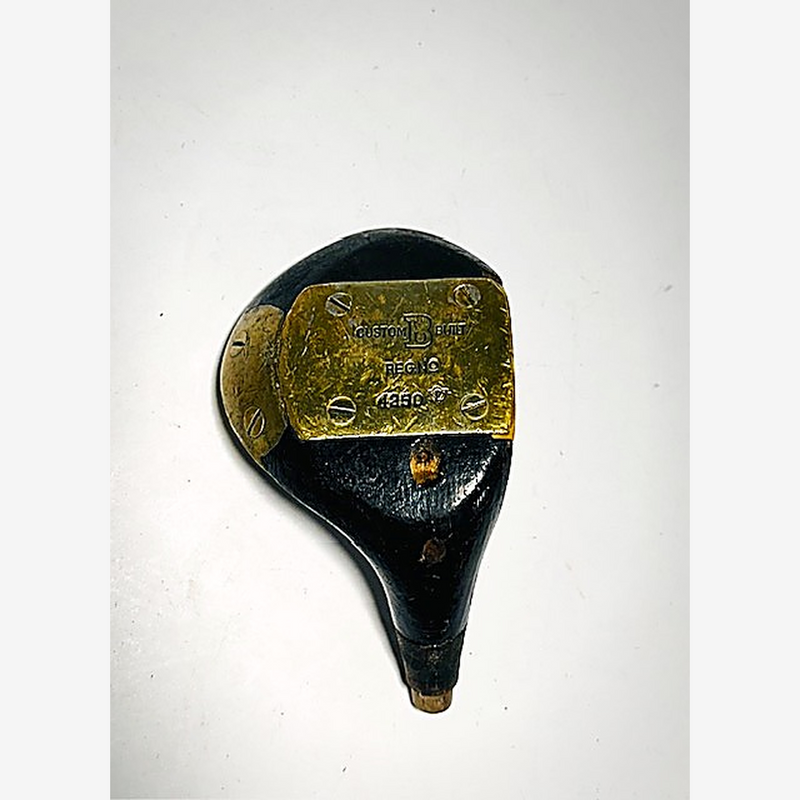 Wilson Autograph Model Custom Built Fancy Face Head, vintage hickory golf club builder head, detail