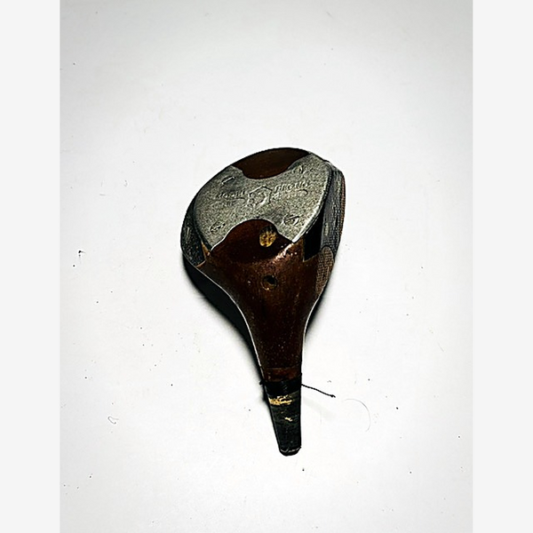 Wilson Johnny Farrell De Luxe Fancy Face Wood Head, vintage hickory golf club builder head, detail
