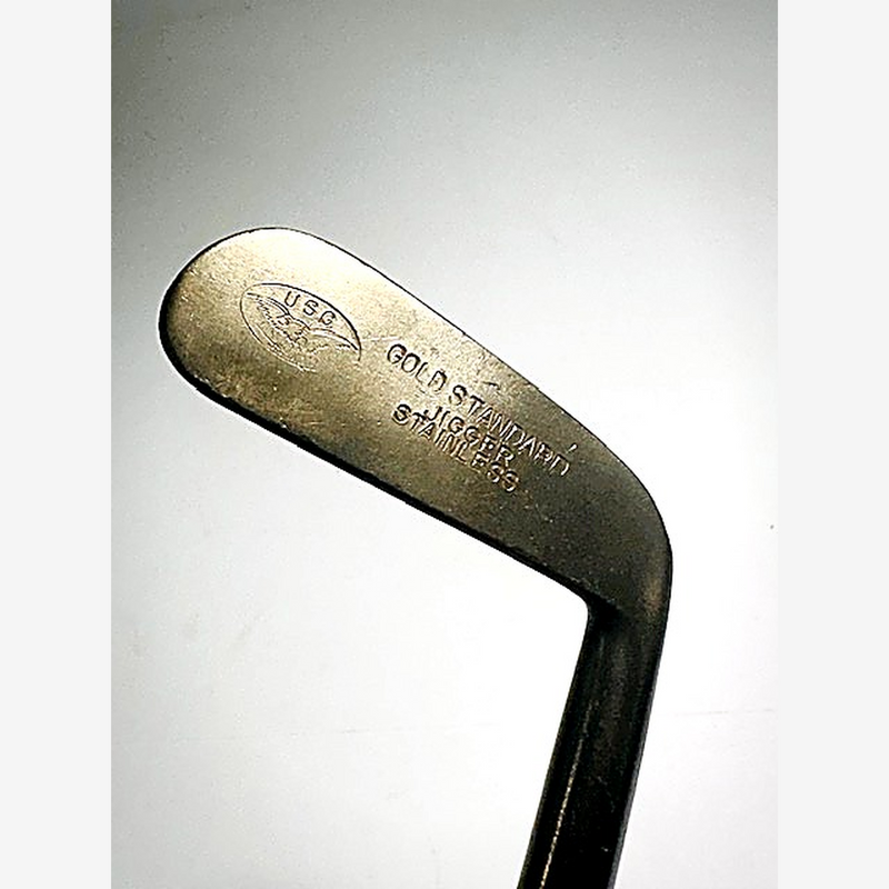 US Golf Gold Standard hickory golf iron, face at address