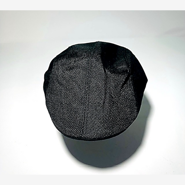 Onyx Black Linen Flat Cap Pro Shop Hat - Featured Image