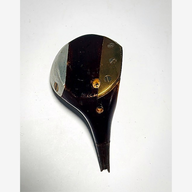 A.G. Spalding & Bros Fancy Face Wood Head, vintage hickory golf club builder head, detail