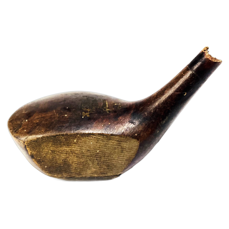 R.J. Shoesmith Timperley Special Wood Head, vintage hickory golf club builder head, profile and face
