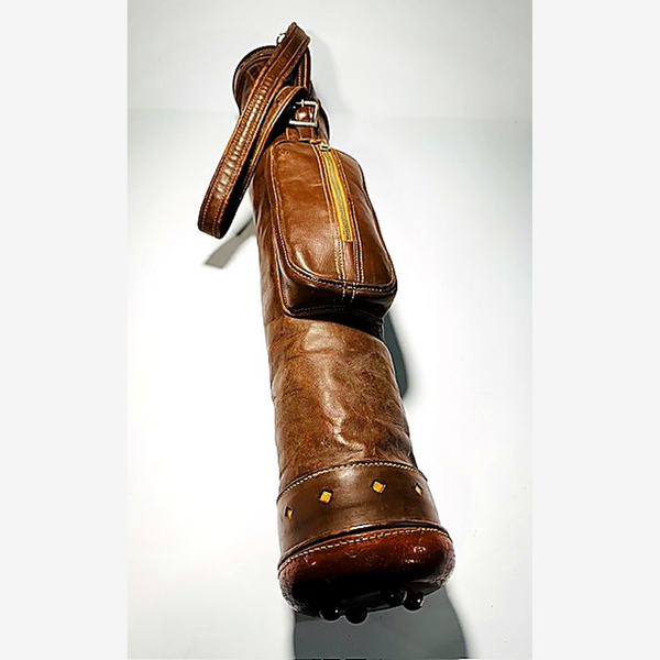 Vintage leather slouch golf bag hickory golf detail - Alternate View