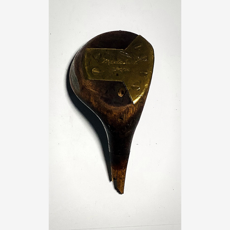 Denny Shute World's Trophy Medalist Spoon Head, vintage hickory golf club builder head, detail