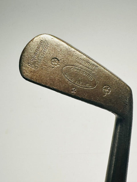 Spalding Gold Medal mashie hickory golf maker stamp, Accurate Hand-Forged No. 2