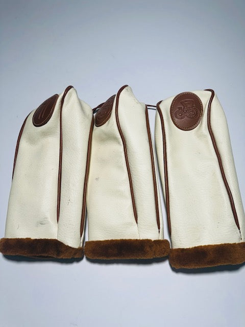Coach Vintage Leather Headcover Set by Daiwa | Hickory Golf 1, 3 & Blank