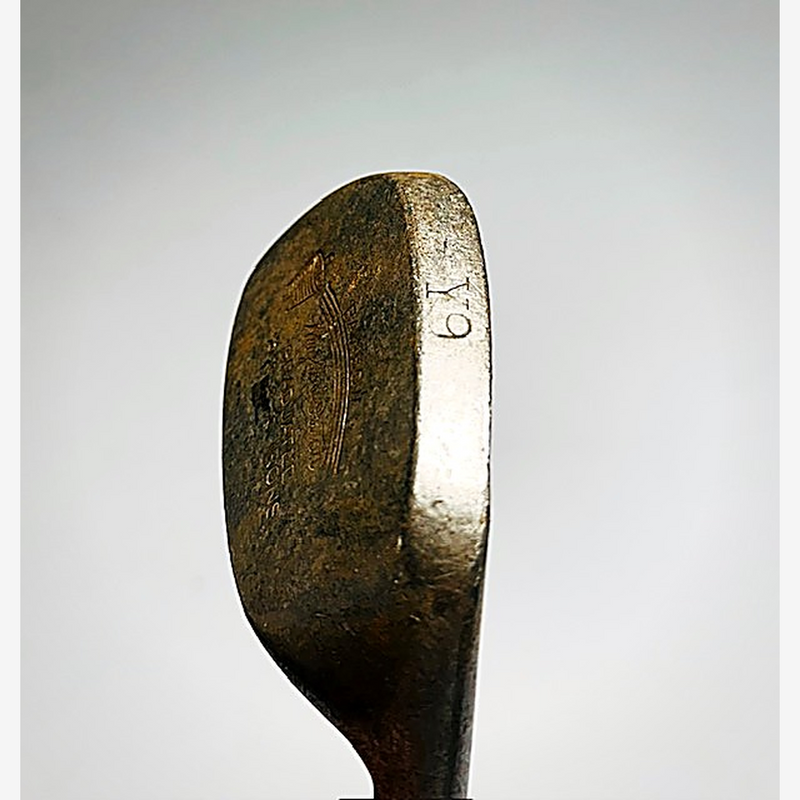 Wright & Ditson Rainbow Graduated Niblick Head hickory golf iron head, profile detail