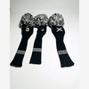 Black & Cream Knit Pom-Pom Headcovers 3-5-X | Vintage Golf — hickory golf, view 2