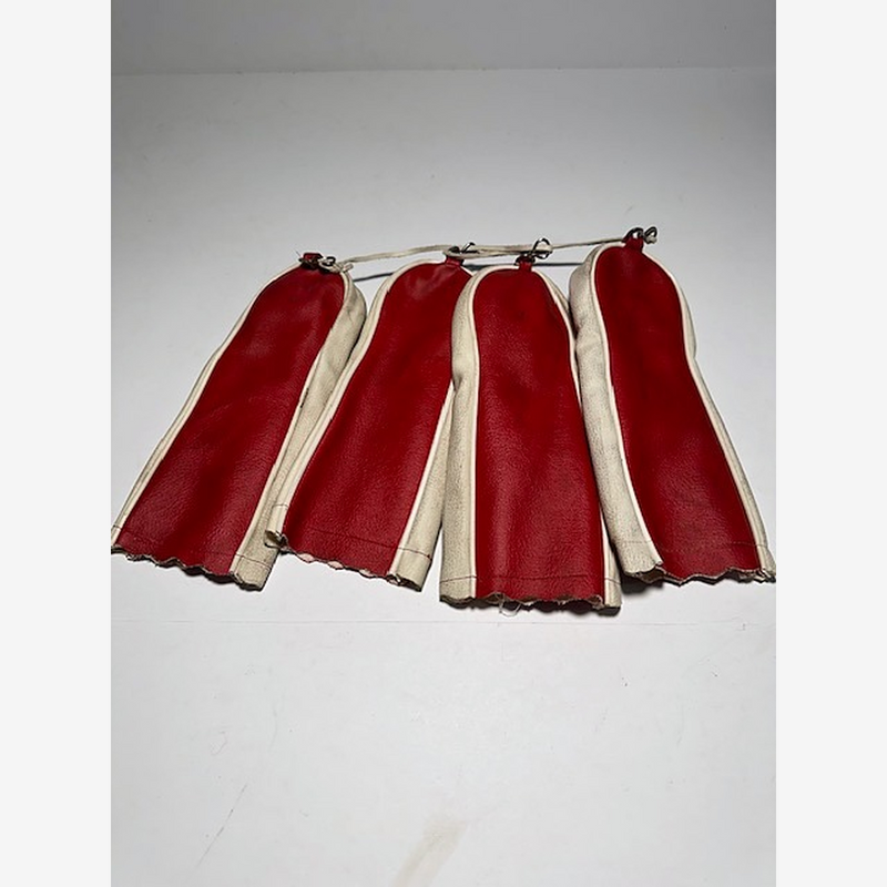 Red & Cream Headcovers 1-3-4-5 | Vintage Golf — hickory golf, view 2